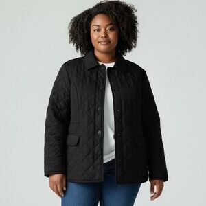 Talbots Quilted Velvet Blazer Jacket - 16W Black Plus Size Classic